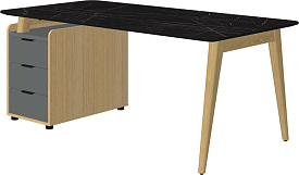 Стол руководителя Remo Rem-180.1L+Rem-32 Черный мрамор / Графит