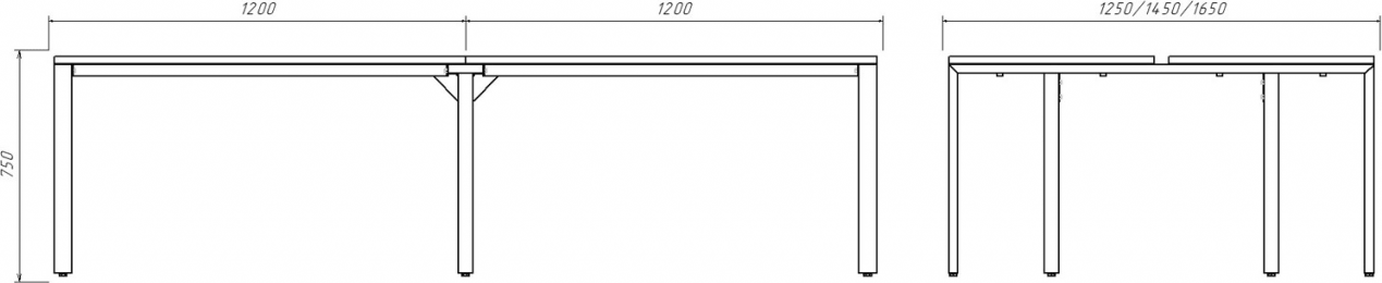 Стол рабочий BENCH 240x145 на 4 места 60x30_sale