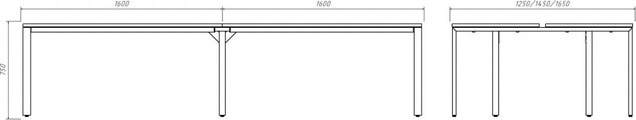 Стол рабочий BENCH 320x165 на 4 места 60x30_sale