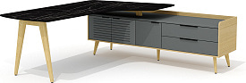 Стол руководителя Remo Rem-209.1R+Rem-34R Черный мрамор / Графит