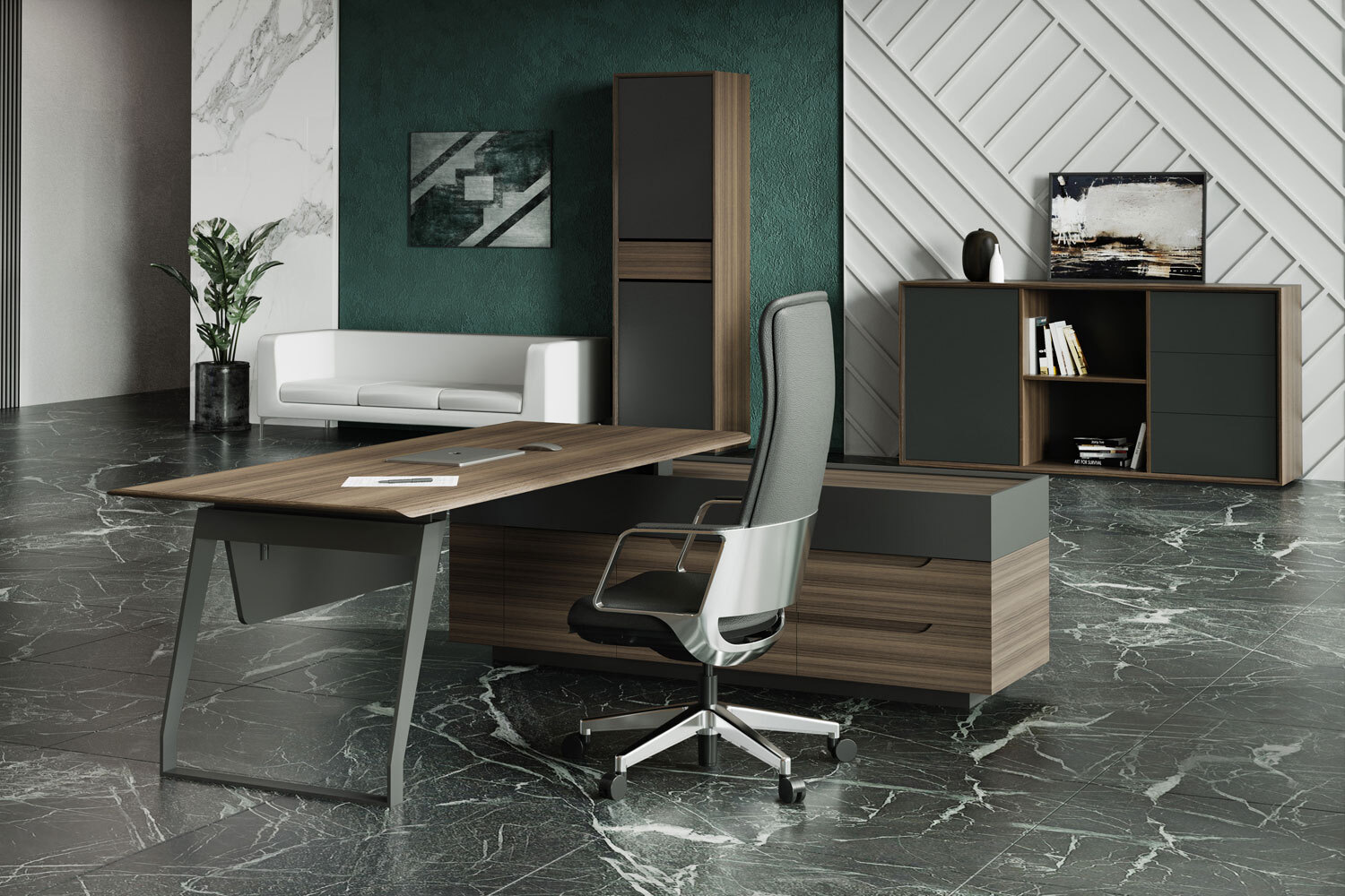 Шкаф высокий 1-секционный Quartz QZ.0302.BW.GF.R