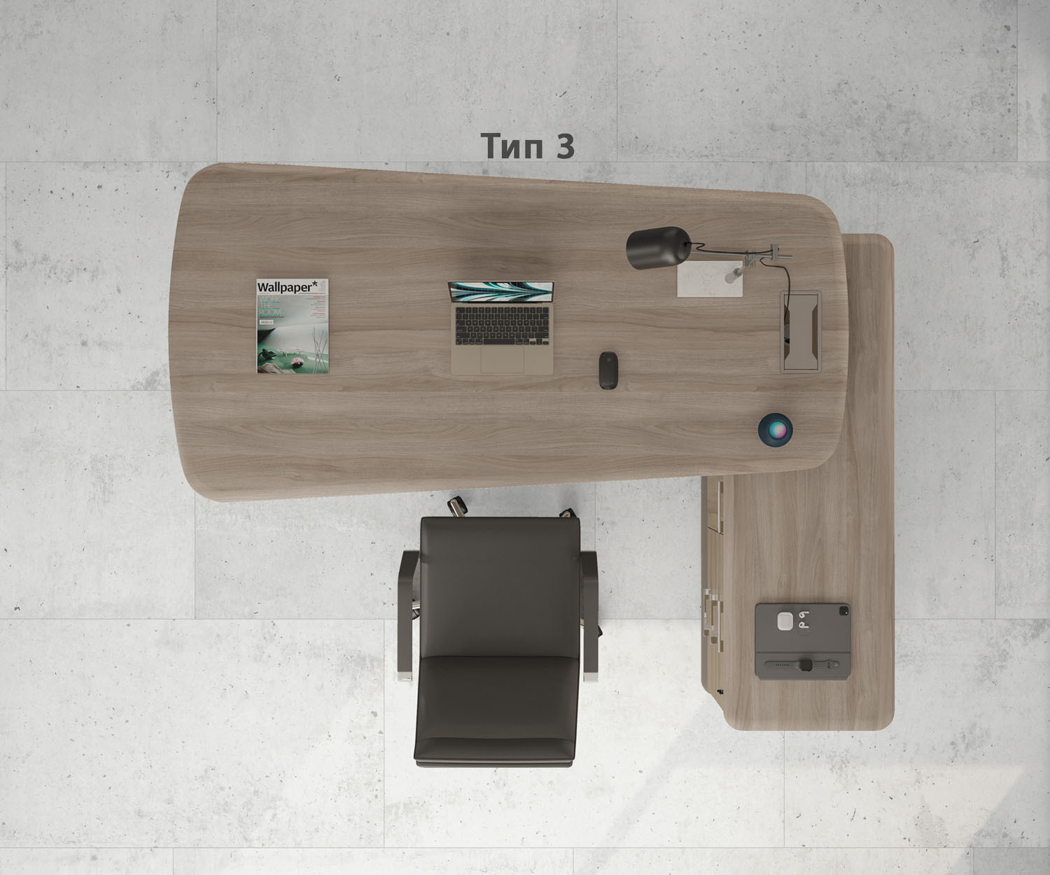 Стол руководителя на тумбе Time Wood ТМ В2 119