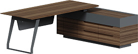 Стол руководителя Quartz QZ.0101.BW.GF + QZ.0201.BW.GF.R Американский орех шпон Стол руководителя Quartz QZ.0101.BW.GF + QZ.0201.BW.GF.R Американский орех шпон