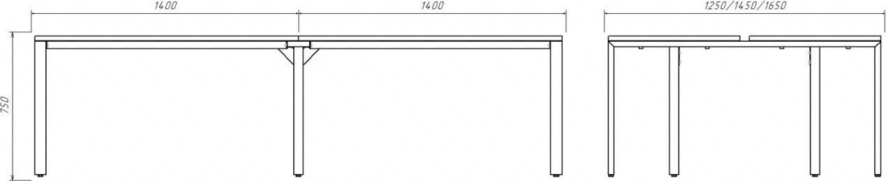 Стол рабочий BENCH 280x145 на 4 места 60x30_sale