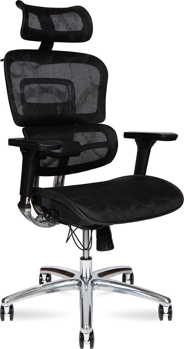 Кресло офисное эргономичное Kron aluminium black