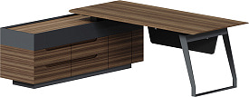 Стол руководителя Quartz QZ.0101.BW.GF + QZ.0201.BW.GF.L Американский орех шпон Стол руководителя Quartz QZ.0101.BW.GF + QZ.0201.BW.GF.L Американский орех шпон