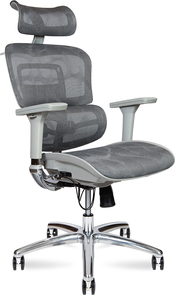 Кресло офисное эргономичное Kron aluminium grey