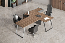 Стол руководителя с брифингом Quartz QZ.0101.BW.GF + QZ.0201.BW.GF.R* + QZ.0103.BW.GF