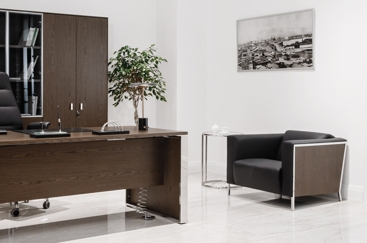 Кресло Vispo Wood кожа