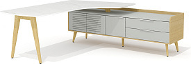 Стол руководителя Remo Rem-209.1R+Rem-34R Белый мрамор / Серый софт Стол руководителя Remo Rem-209.1R+Rem-34R Белый мрамор / Серый софт