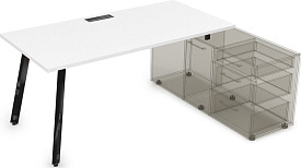 Стол с тумбой опорной Arredo 10СТО.079 Белый премиум/Черный глянец Стол с тумбой опорной Arredo 10СТО.079 Белый премиум/Черный глянец