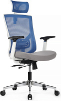 Кресло персонала RivaChair Step RCH AW2320 Ткань серая/Сетка синяя Кресло персонала RivaChair Step RCH AW2320 Ткань серая/Сетка синяя