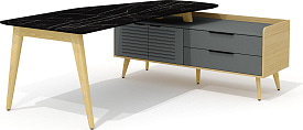 Стол руководителя Remo Rem-200.1R+Rem-33R Черный мрамор / Графит Стол руководителя Remo Rem-200.1R+Rem-33R Черный мрамор / Графит
