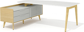 Стол руководителя Remo Rem-200.1L+Rem-33L Белый мрамор / Серый софт Стол руководителя Remo Rem-200.1L+Rem-33L Белый мрамор / Серый софт